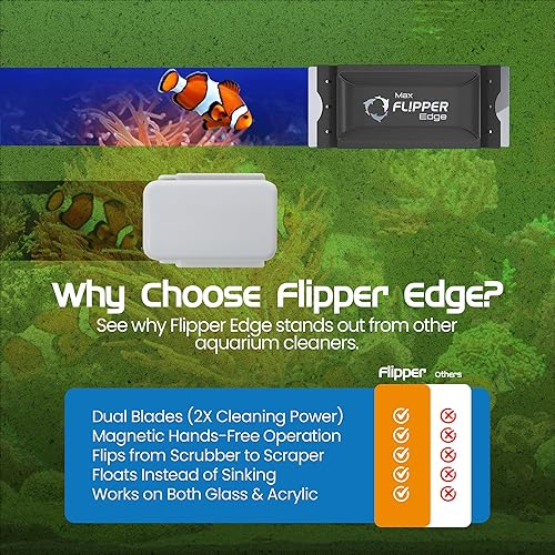 Miniatura 4 de Flipper EDGE - Rascador 2 en 1 con limpiador magnético flotante para acuarios con cuchillas duales, herramientas eficientes de limpieza de acuarios