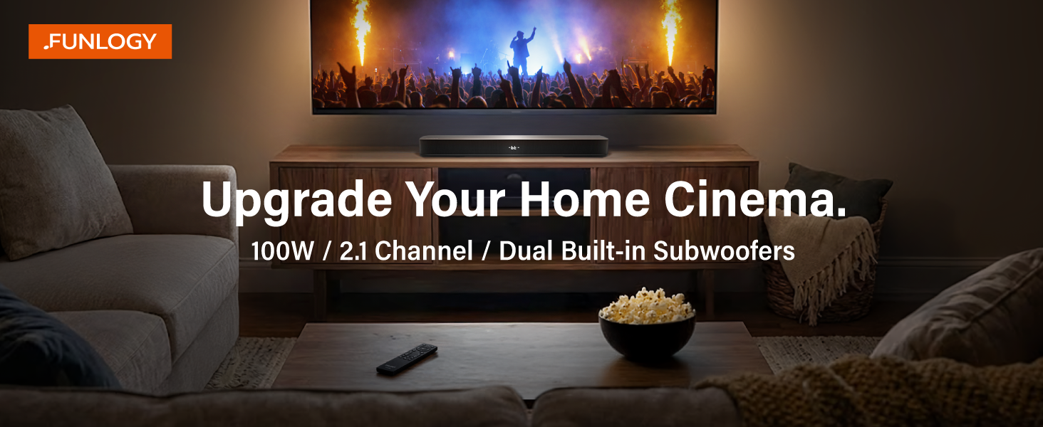 Amazon.com: FUNLOGY Sound Bar for Smart TV, 100W 2.1ch Bluetooth