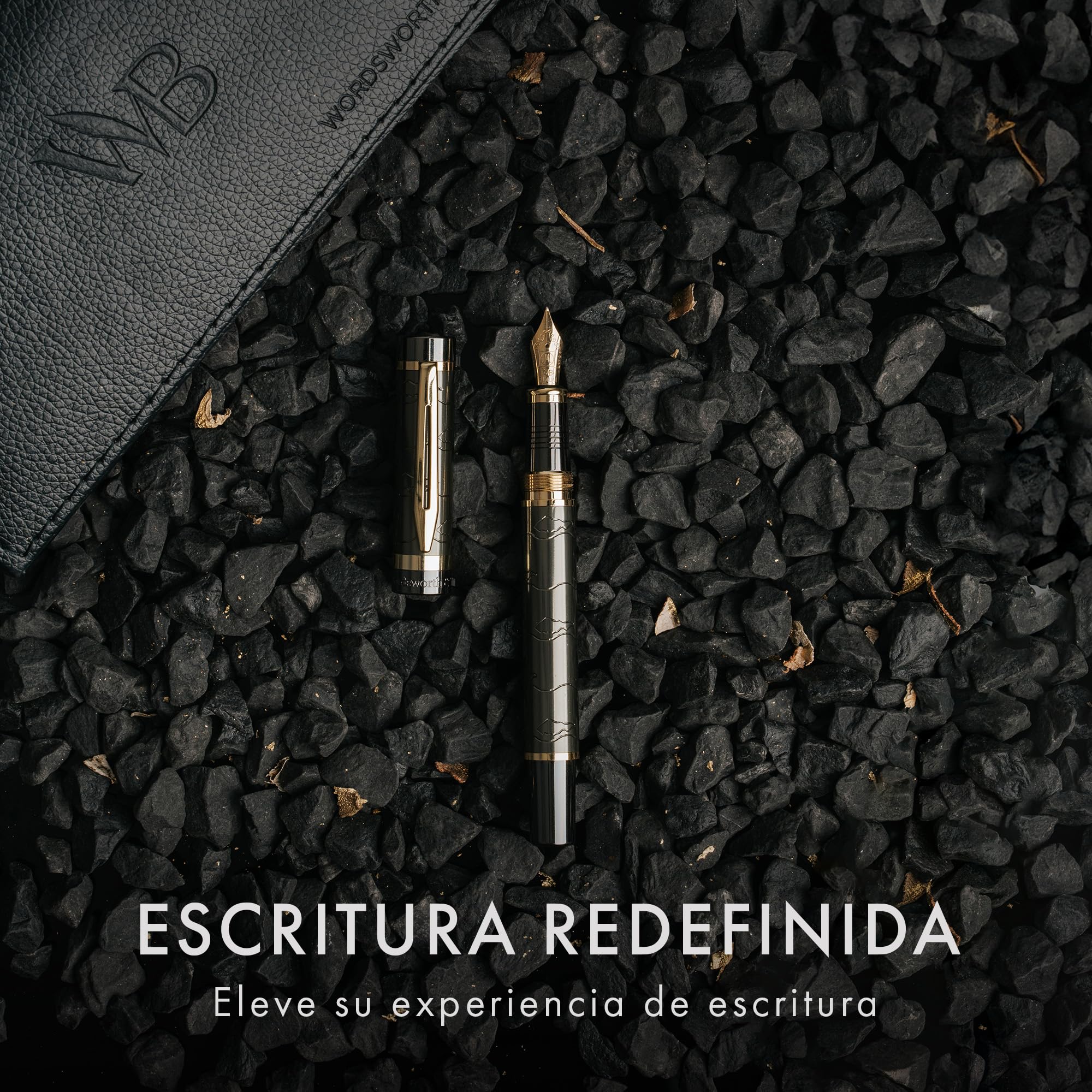 Wordsworth & Black Juego de pluma estilográfica Primori (Oro metalizado) de punta media con estuche de regalo, 24 cartuchos de tinta, convertidor de recarga de tinta, estuche de regalo, caligrafía
