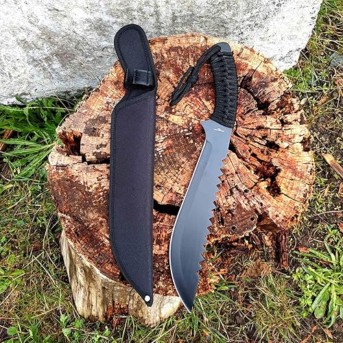 Miniatura 5 de ASR Outdoor 15.5" Machete, hoja recurvida con columna dentada en zigzag