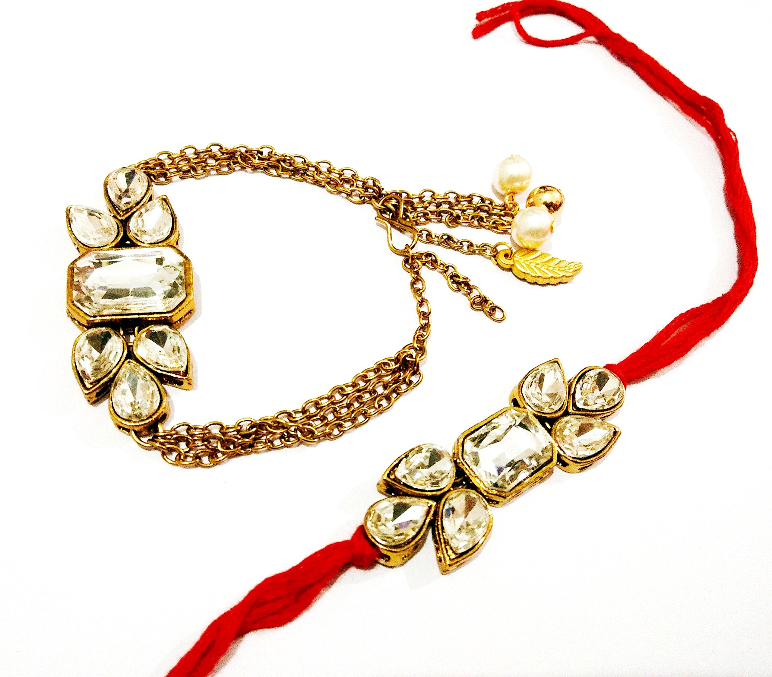 JN HANDICRAFT Golden Non-Precious Metal Kundan Rakhi for Couple (B07FXW5XPT) Amazon Price History, Amazon Price Tracker