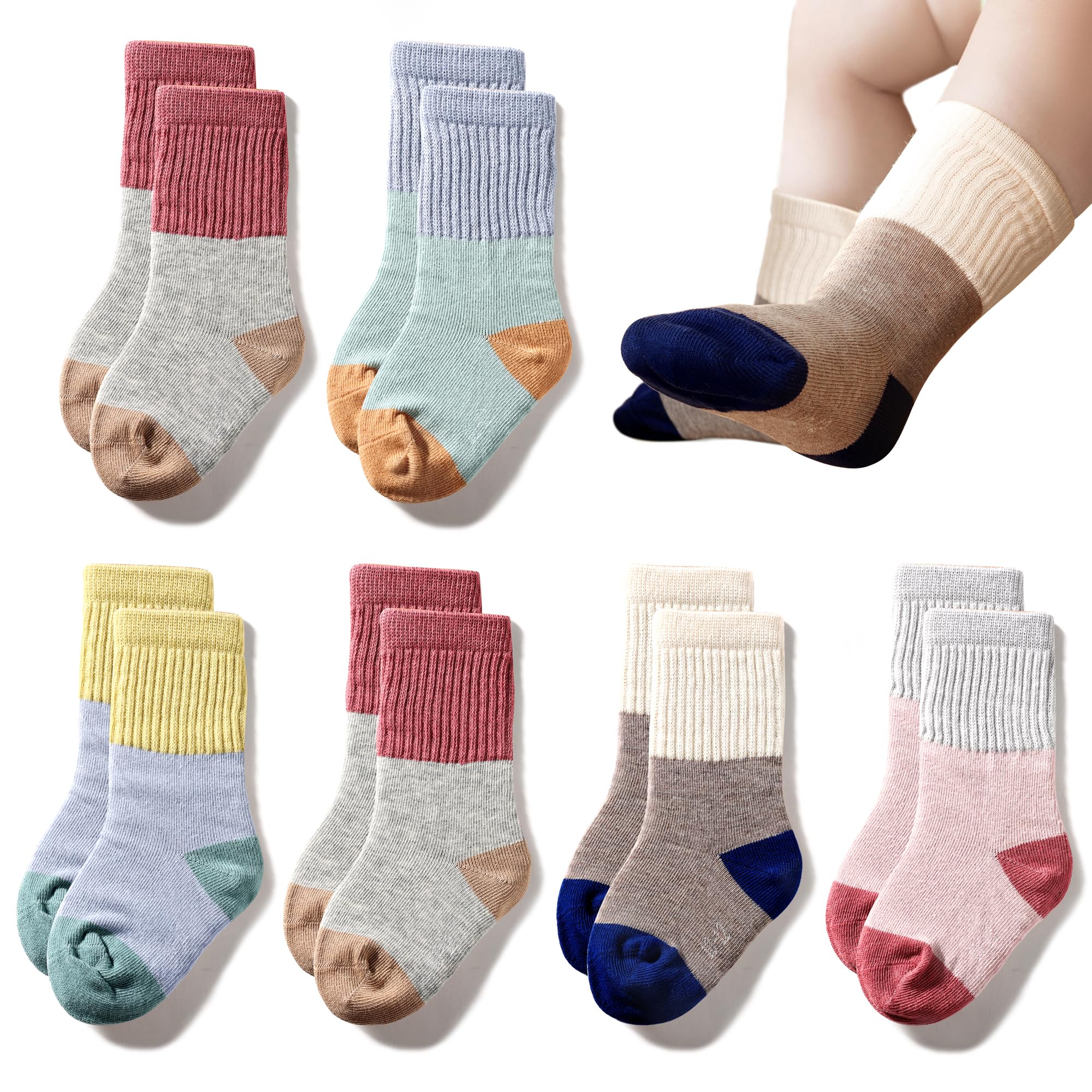 Toddler Baby Girls Boys Socks - Cotton Crew Socks for Baby Gifts Pack