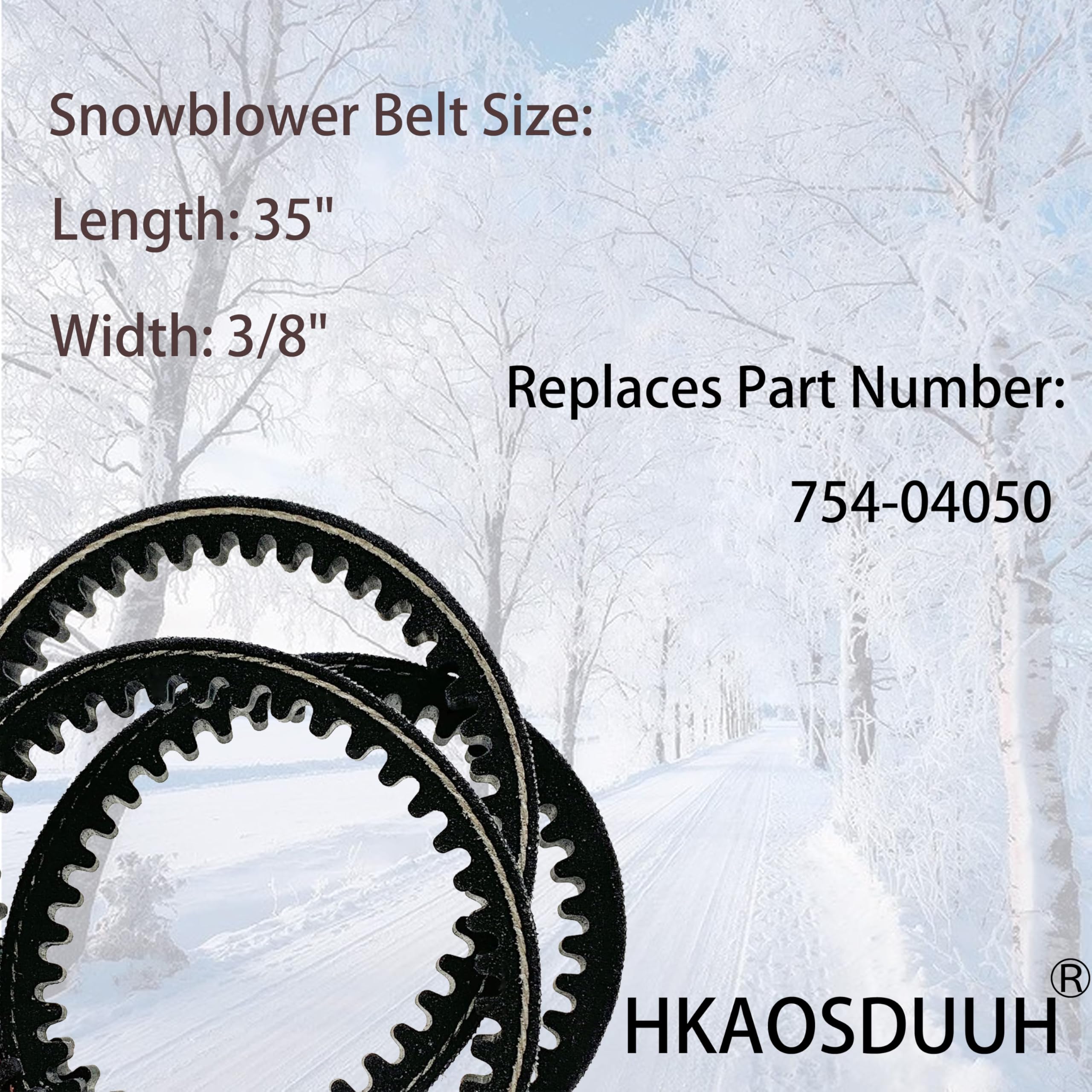 2-Pack 754-0430 3/8" X 35" Auger Drive Belt For MTD Cub - View #3