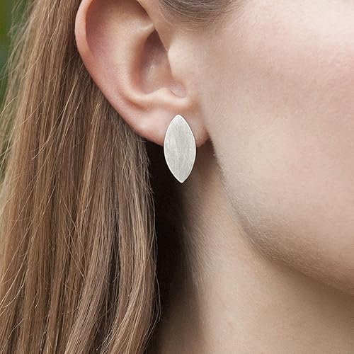 Miniatura 7 de Sterling Silver 925 Womens Handmade Layered Asymmetrical Leaf Pendant Necklace, Boho Geometric Design, Diamond Cut Brushed finish, Chain 17.5" long,