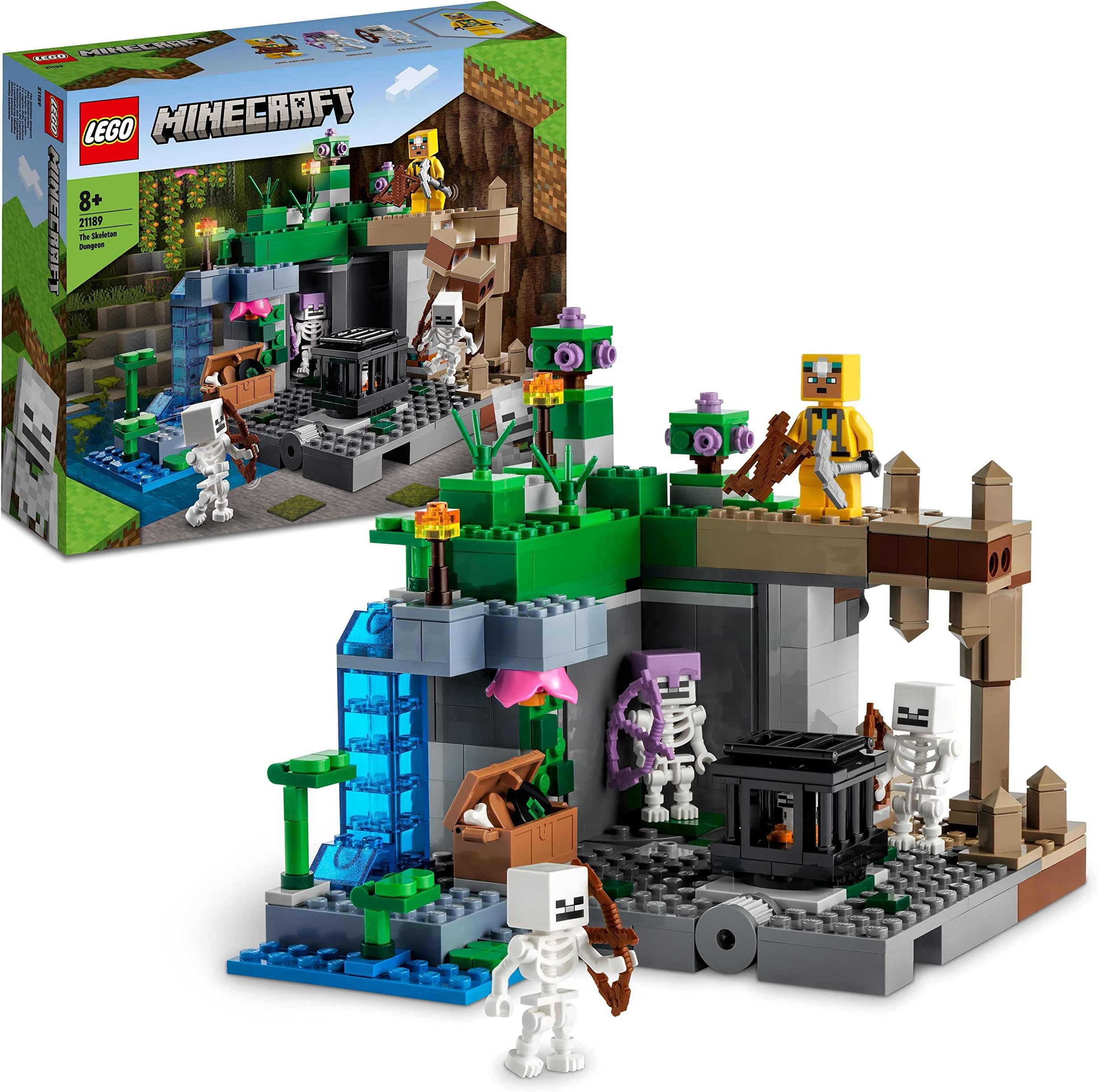 Minecraft The Skeleton Dungeon Set, Building Toy for 8 Plus Year Old Boys & Girls, with Caves, Mobs, and Figures with Crossbow Accessories, Kids' Birthday Gift Idea 21189