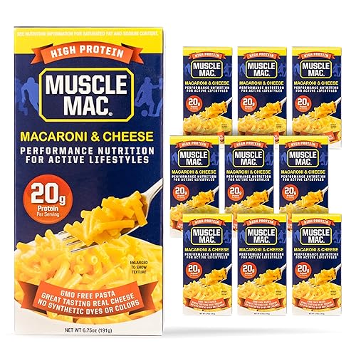 Muscle Mac Cena de macarrones y queso con alto contenido de proteínas con queso real, 0.71 oz de proteína, 6.75 oz (paquete de 10)