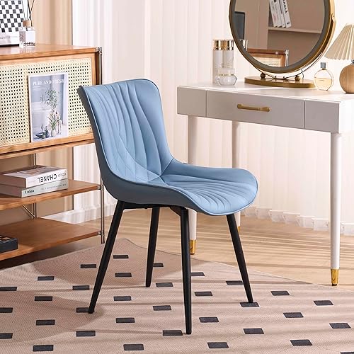 Miniatura 25 de Kidol & Shellder Juego de 2 sillas de comedor negras, tapizadas de piel sintética, modernas de mediados de siglo, sillas de cocina y comedor con