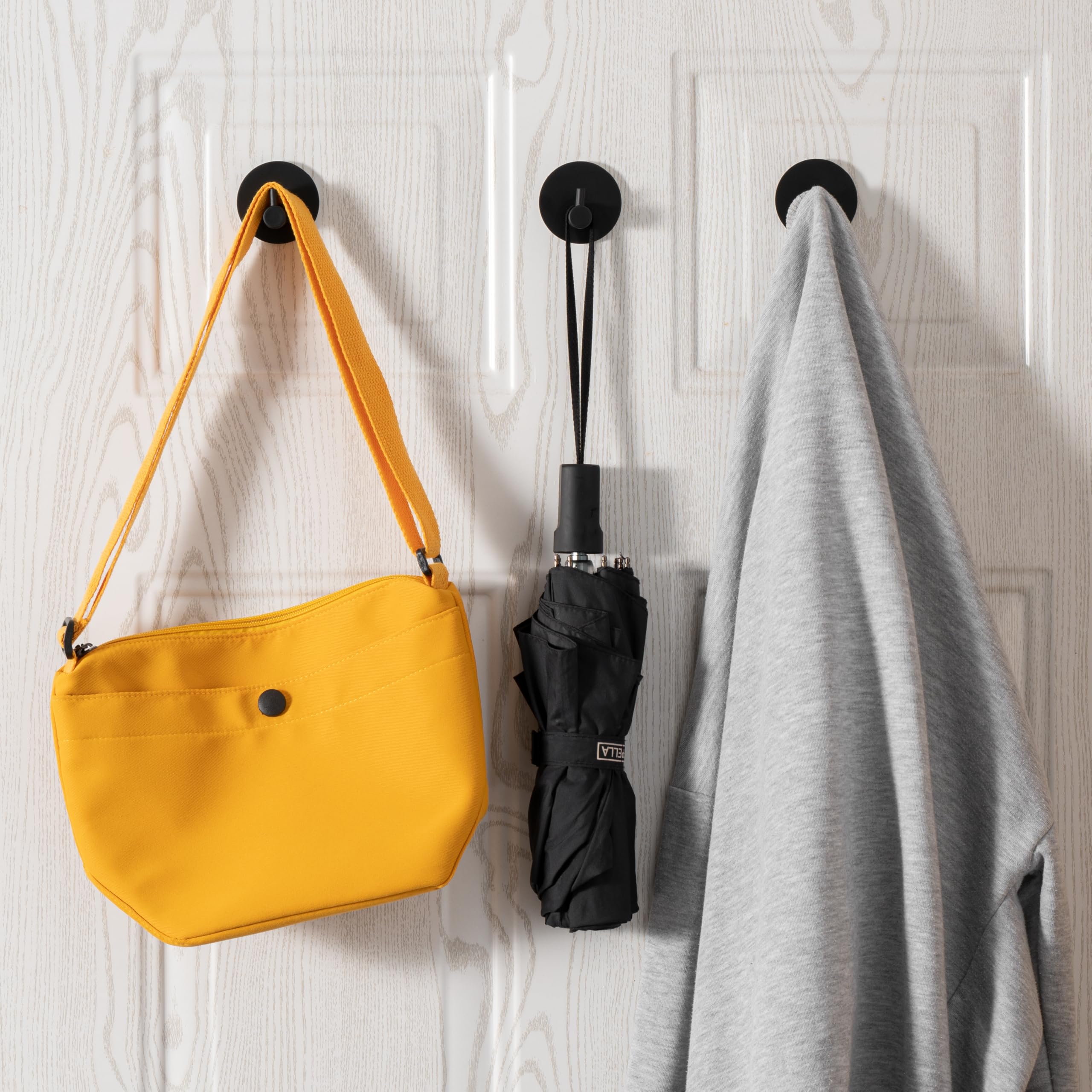 Feligio Ganci Adesivi Bagno 4 Pezzi, Appendi Accappatoio Bagno in Acciaio Inox 304, Appendi Presine Cucina per Camera da Letto Soggiorno, Nero