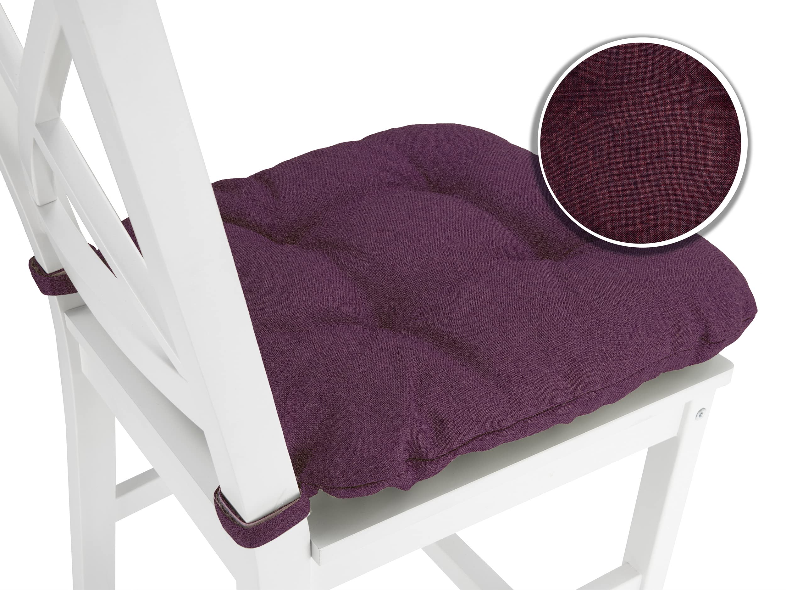 sunnypillow Lot de 4 galettes de Chaise en Forme de trapèze Assise Confortable avec Bande de Velcros Intérieure extérieure Dimensions: 40 (arrière) 35 (derrière) x 40 x 8 cm Violet