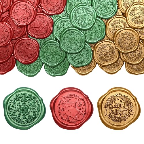 Miniatura 10 de UNIQOOO Calcomanías de sello de cera, calcomanías de sello de invitación de boda de romero, 50 unidades autoadhesivas de color blanco perla con