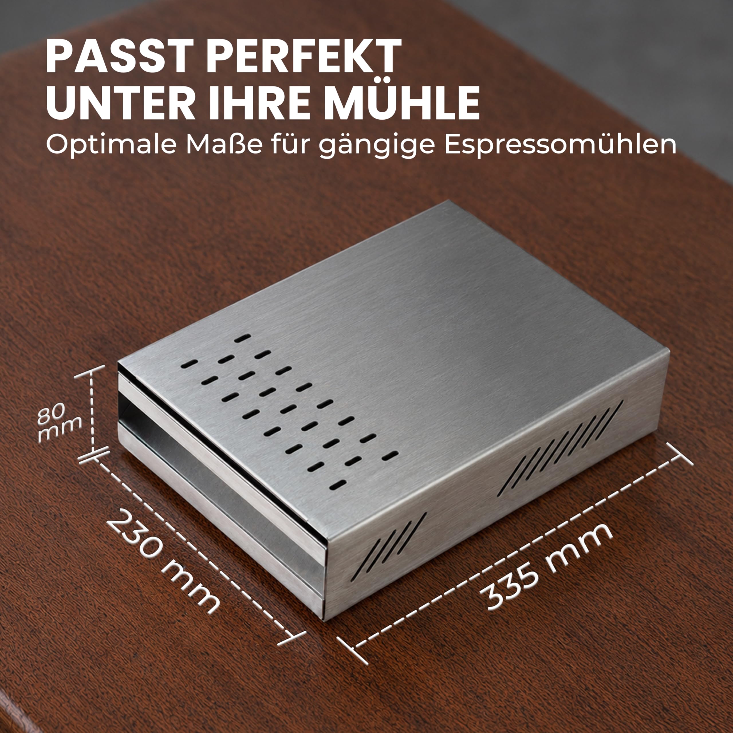 scarlet espresso | Tiroir à sud « Professional » pour marc de café, récipient à égouttoir pour porte-filtre, bâton en caoutchouc, acier inoxydable/revêtu par poudre, 250 x 350 x 80 mm (noir)