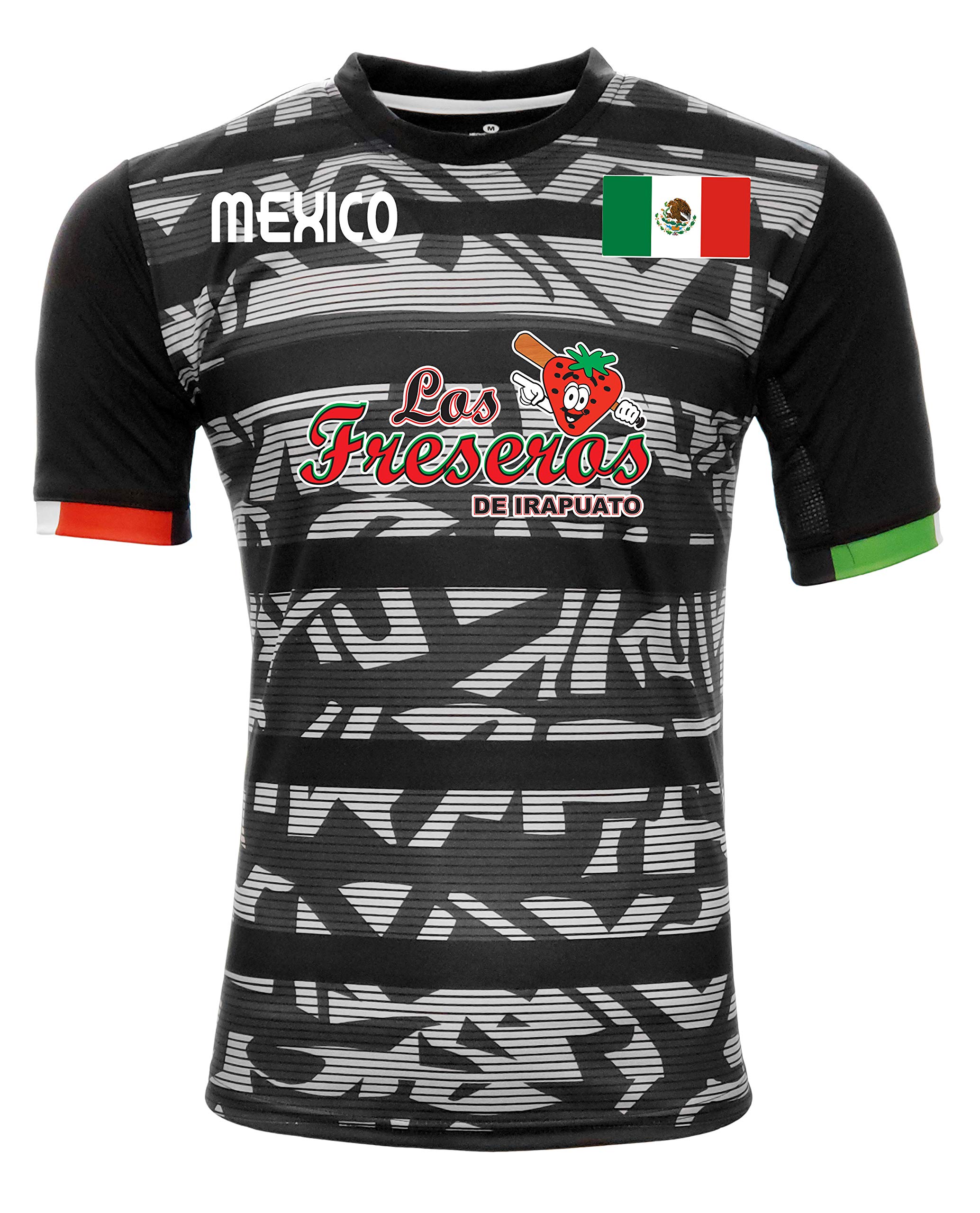 Jersey Mexico Los Freseros de Irapuato 100% Polyester BlackGrey_Made in Mexico (Medium)