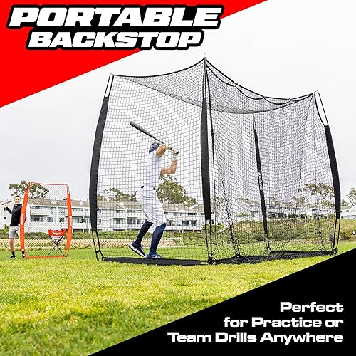 Miniatura 3 de GoSports Red de práctica portátil con respaldo para béisbol y softbol - Red de 10 x 8 pies para bateo y lanzamiento para patio trasero