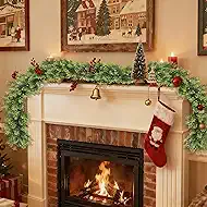 5.2FT Artificial Cedar Garland with Soft Thickness Pine for Christmas Decor, Faux Cedar Pine Garland for Fireplace,Table,Window,Stairs,Mante,Holiday Indoor Outdoor Christmas Decor(2 Pack)