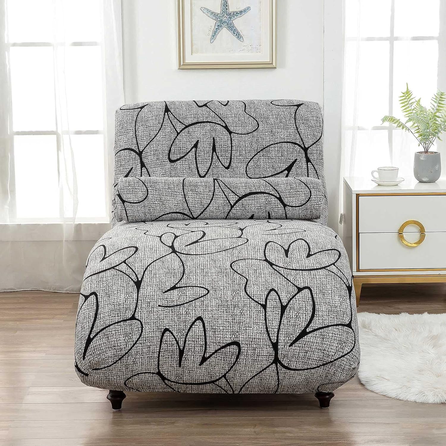 Chaise Lounge Cover Armless Longue Slipcover Stretch Printed Recliner Sofa Covers for Living Room #6 One Size