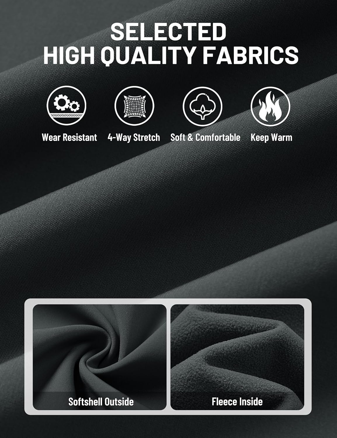 TACVASEN Men's Windproof Lightweight Vest Waterproof with Pockets Softshell Sleeveless Fleece Jacket for Hiking Golf - Image 5