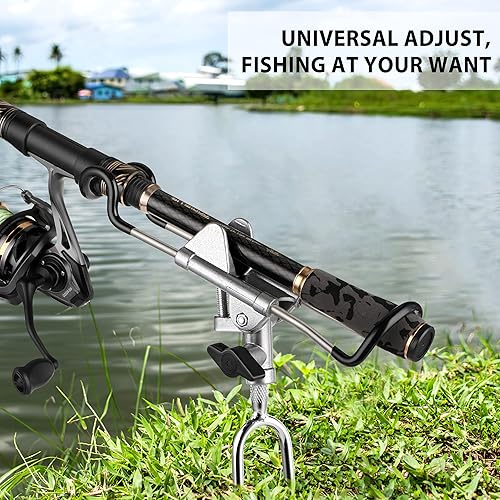Miniatura 7 de Plusinno Soportes para cañas de pescar - Equipo actualizado de soporte para caña de pescar ajustable a 360 grados para orilla, playa, regalo para