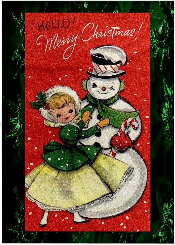 3dRose Girl in Green Jacket with Snowman and Green Lights on the Tree Background 22x30 Bath Hand Pool Towel