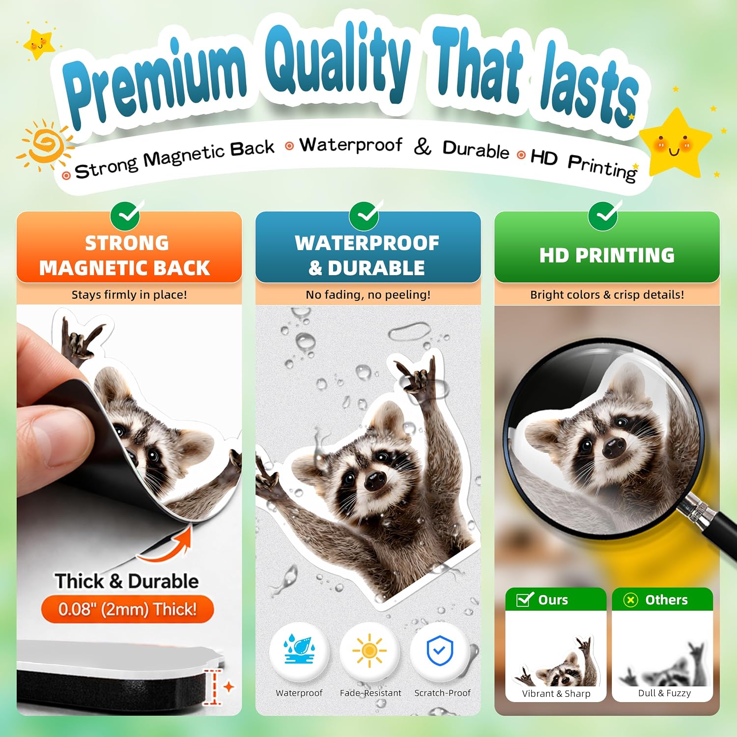Funny Raccoon Fridge Magnet, Pick Your Mood Meme Animal Refrigerator Magnet with Premium Coated Art Paper & Strong Magnetic Backing for Kitchen, Office, Locker Decor image 4