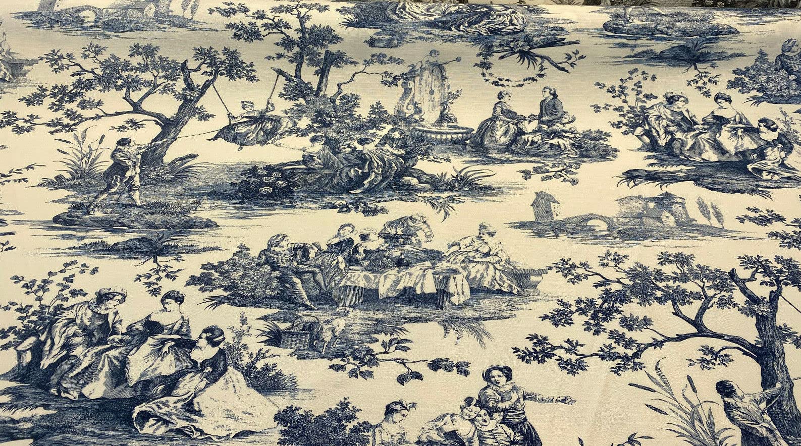 Waverly Toile Idyllic Days Blue Sapphire Fabric by The Yard