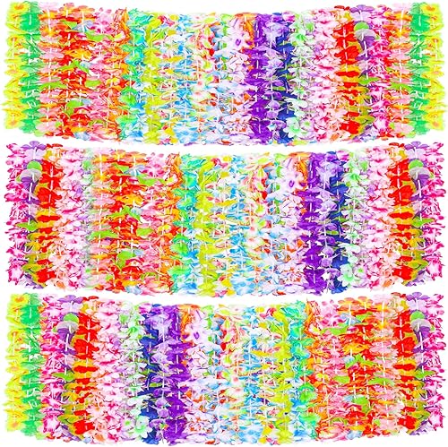 ADXCO Collar de flores tropicales de Leis hawaiano, 36 estilos Luau Leis para suministros de fiesta hawaiana tropical, Poliéster, No es una piedra