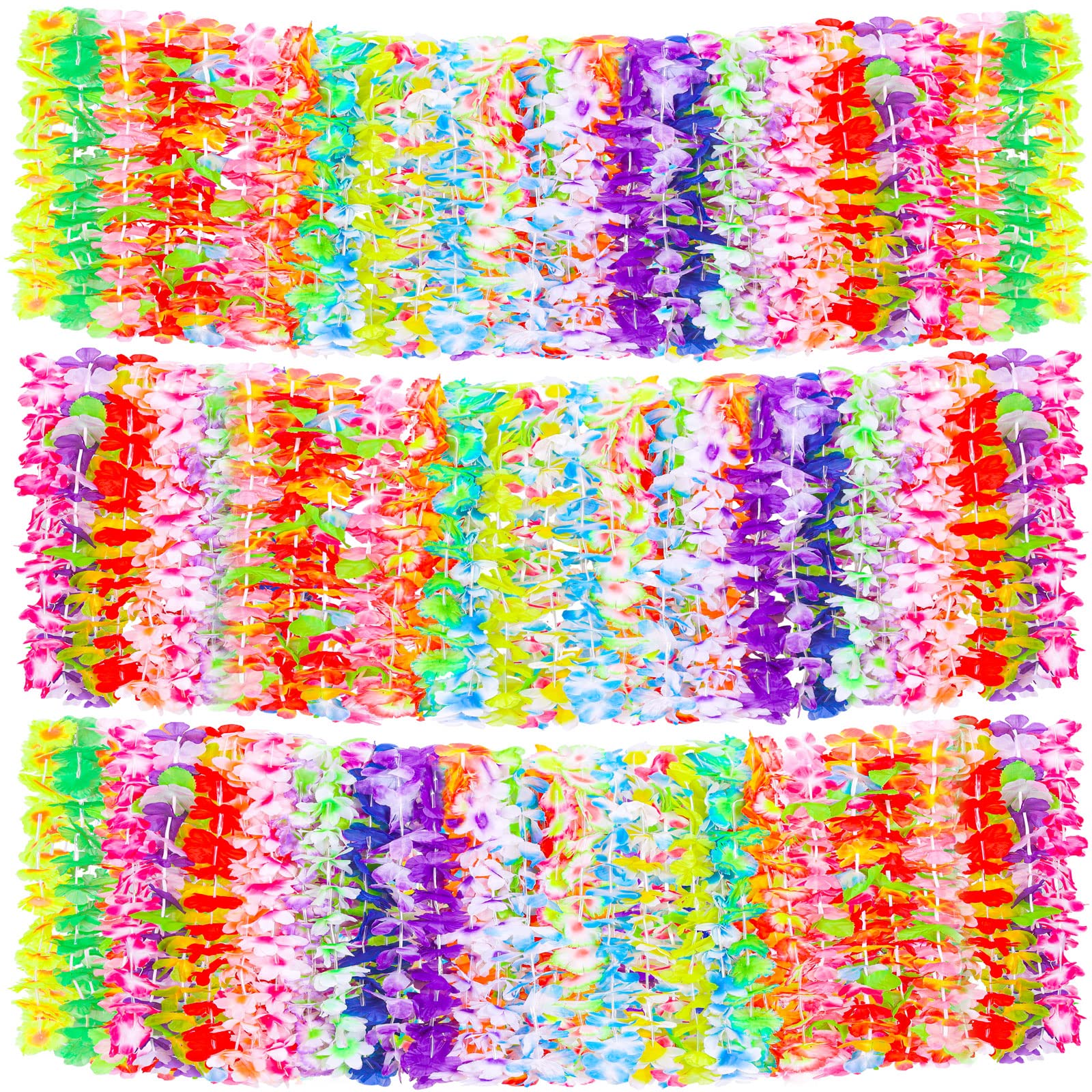 ADXCO144 Pieces Hawaiian Leis Tropical Flower Necklace 36 Styles Hawaiian Leis Bulk Luau Leis for Tropical Hawaiian Party Luau Party Beach Party Favor Supplies
