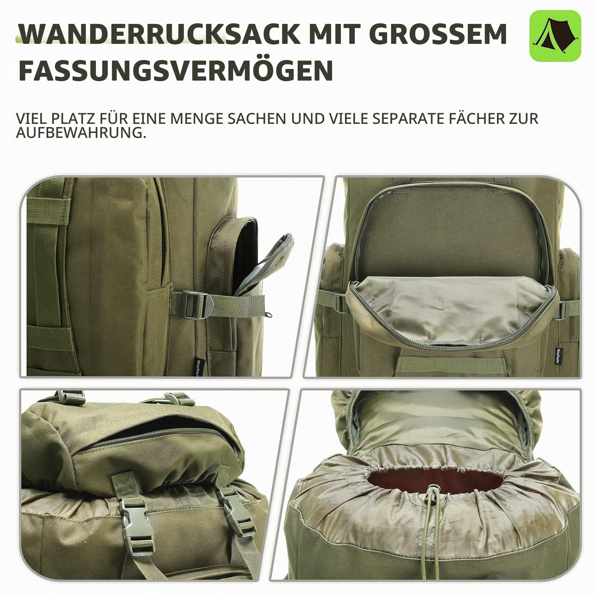 100 l Camping-Wanderrucksack, Molle-Militär-Rucksack, wasserdicht, leicht, Wanderrucksack