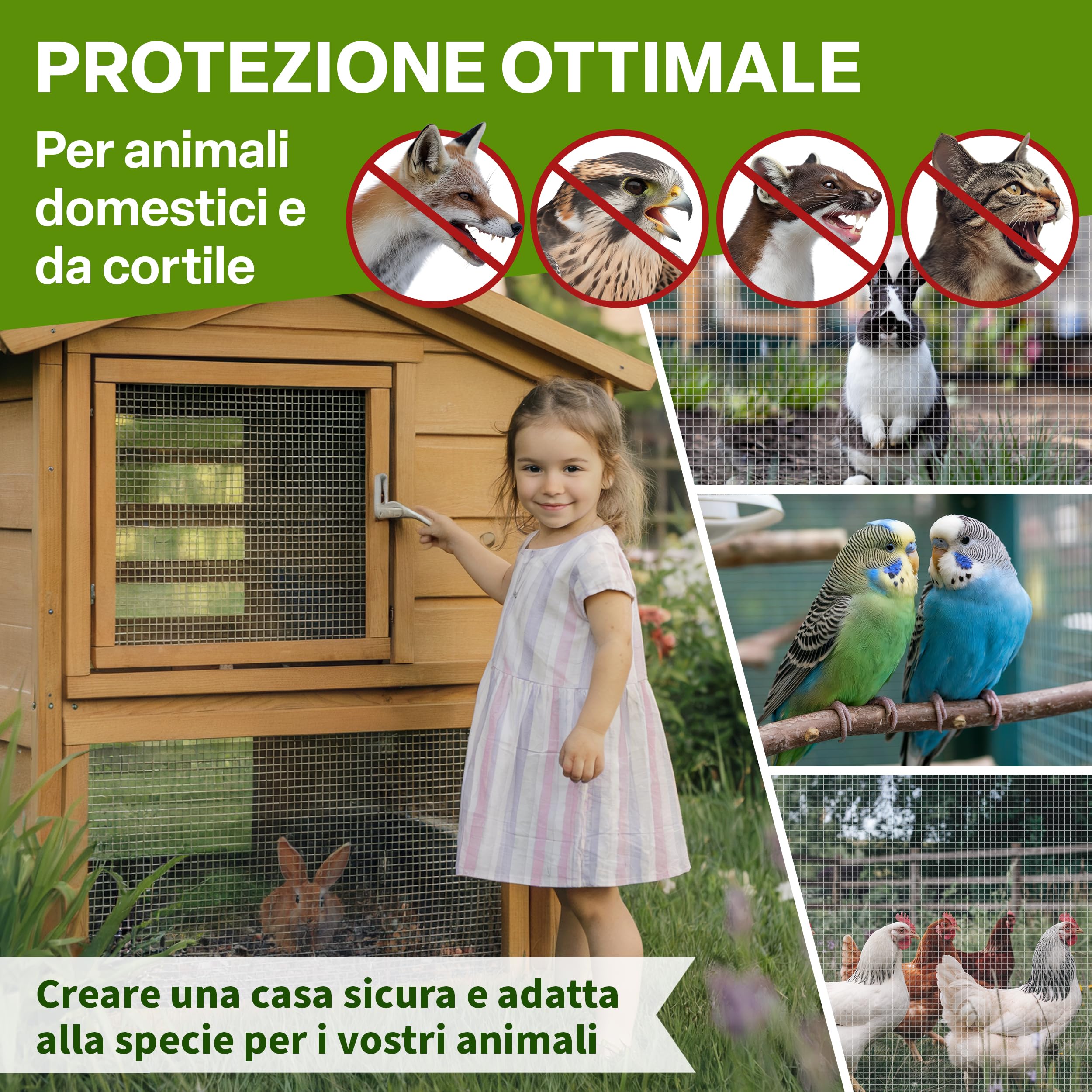 TTL GARDEN 50 cm x 10 m griglia metallica a maglia fine, zincata e resistente alla ruggine, maglia da 6,3 mm, spessore del filo 0,55 mm - su rotolo filo metallico per voliera, filo per conigli, filo