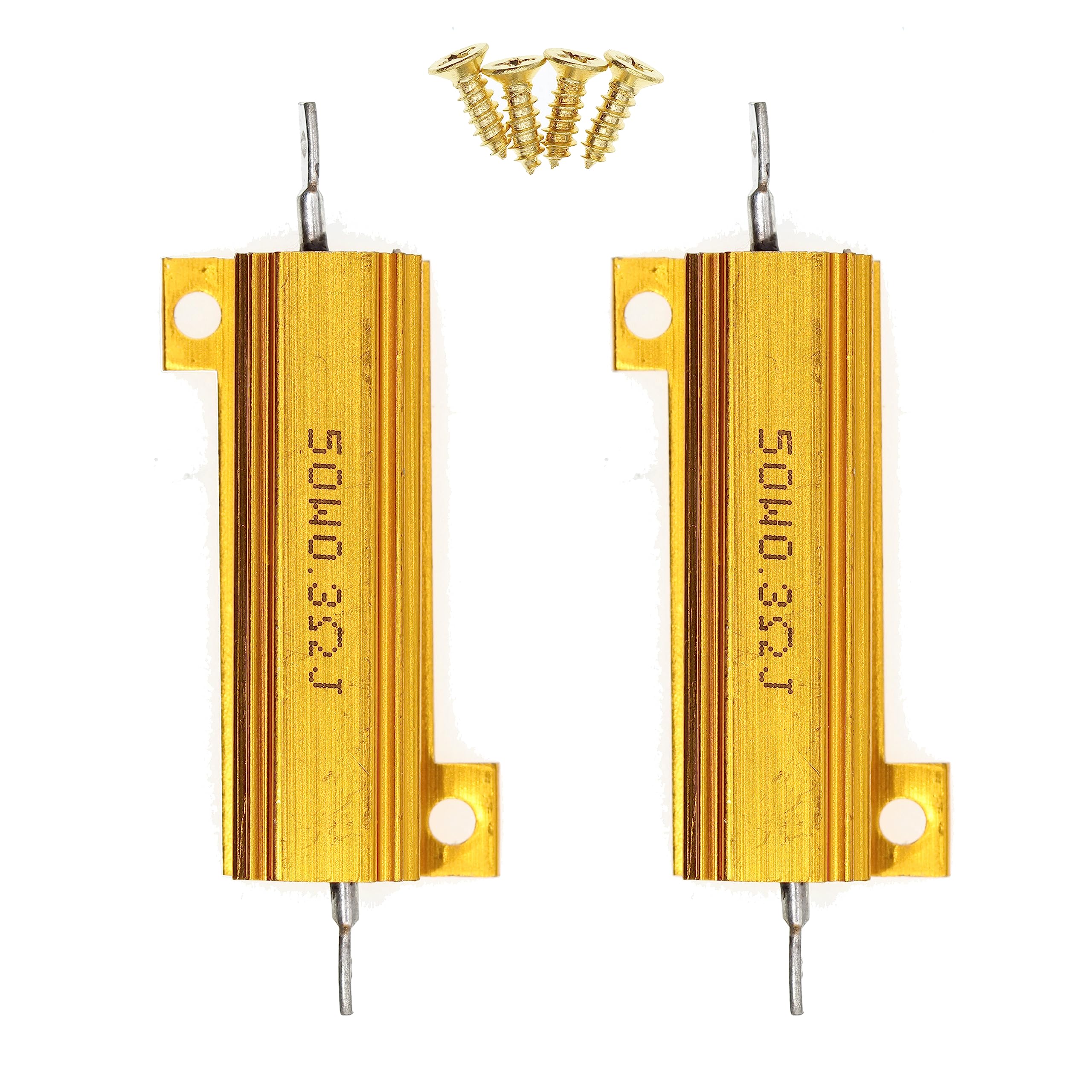 PATIKIL 2 Stück 50W 4 Ohm Aluminium-Widerstand – Gehäuse Mit Kühlrippen, 5% Toleranz, Schraubbefestigung, Für Beleuchtung, Audio, Wechselrichter & Steuerungen