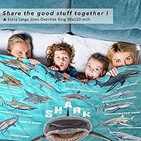 Vista 7 de Manta de regalo de tiburón para niños, niñas y amantes de los tiburones, súper suave, ligera y cálida, 40 x 50 pulgadas