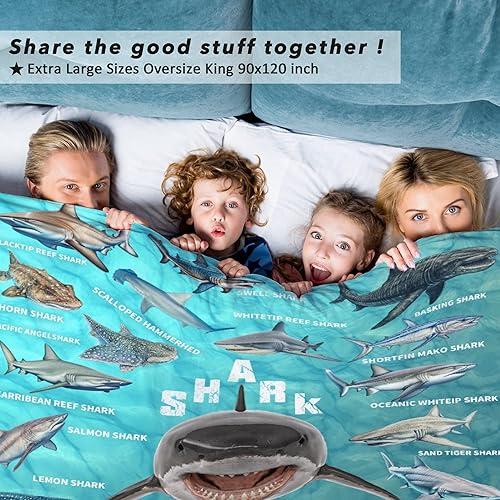 Miniatura 6 de Manta de regalo de tiburón para niños, niñas y amantes de los tiburones, súper suave, ligera y cálida, 40 x 50 pulgadas