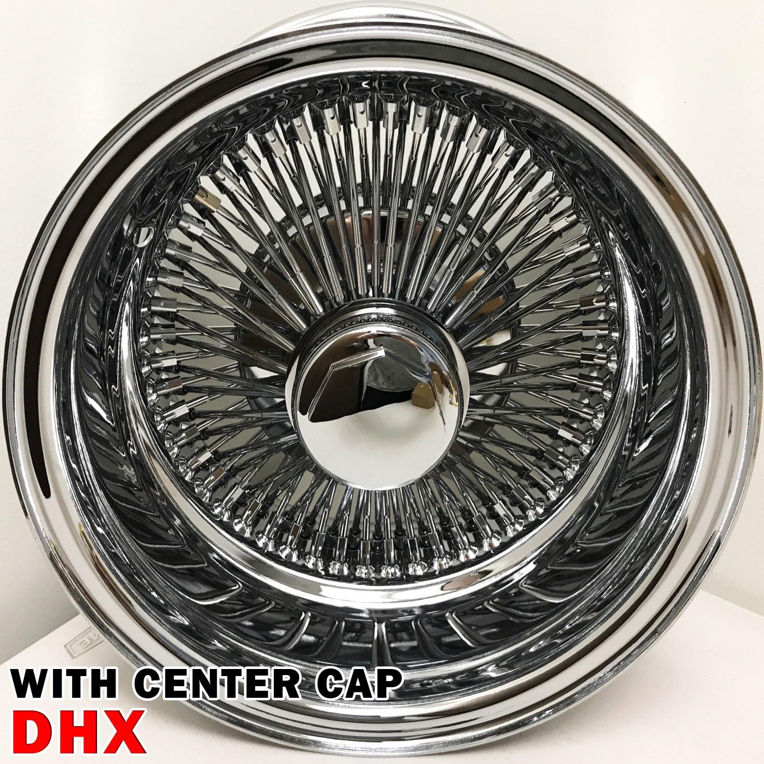 1PCS 13x7 Rev 100 Spokes Chrome Reverse Wire Wheels Straight Lace Deep Dish Rims (DHX)