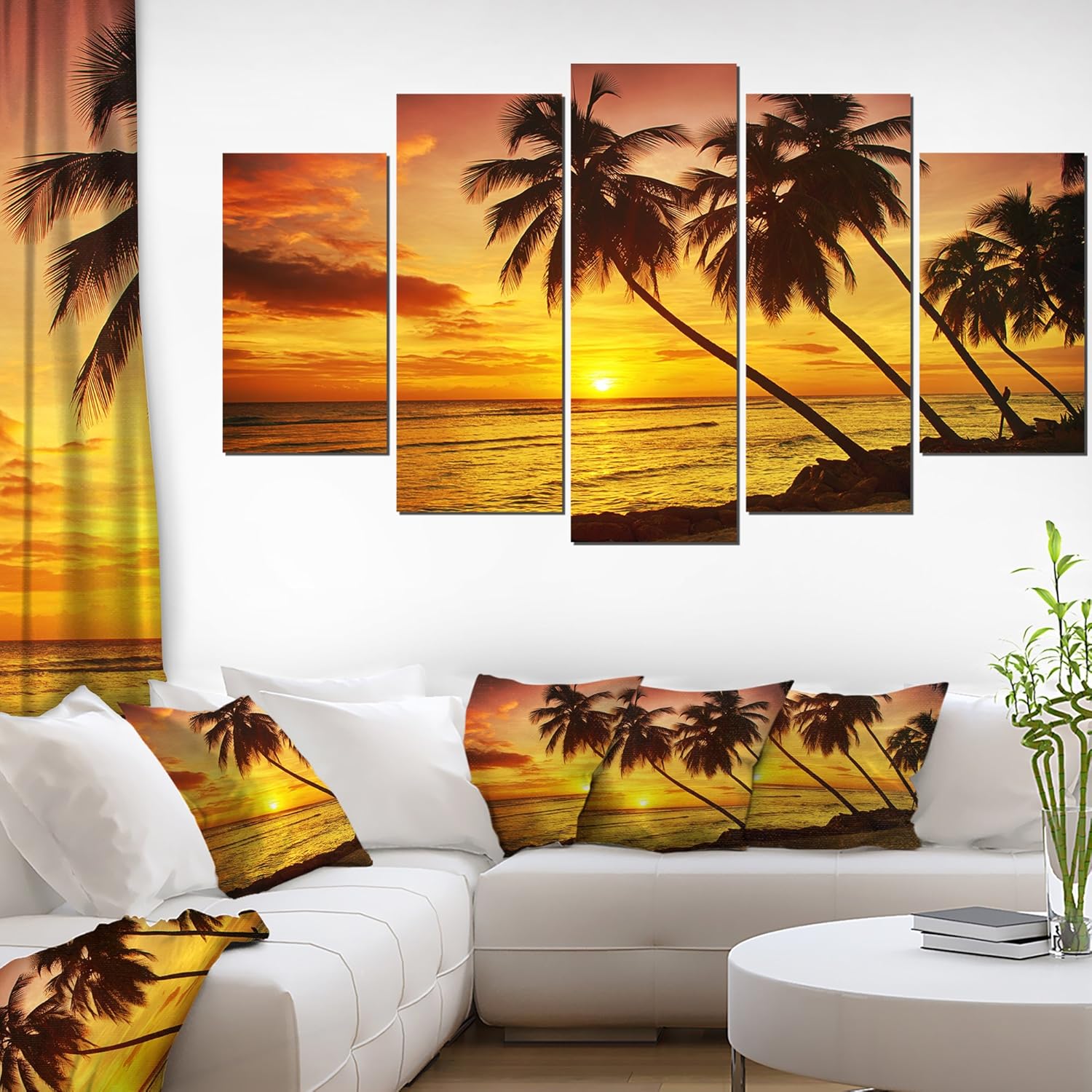 Designart PT11486-20-12 Barbados Island Evening Seashore-Modern Seascape Canvas Artwork-20x12, 12" H x 20" W x 1" D 1P