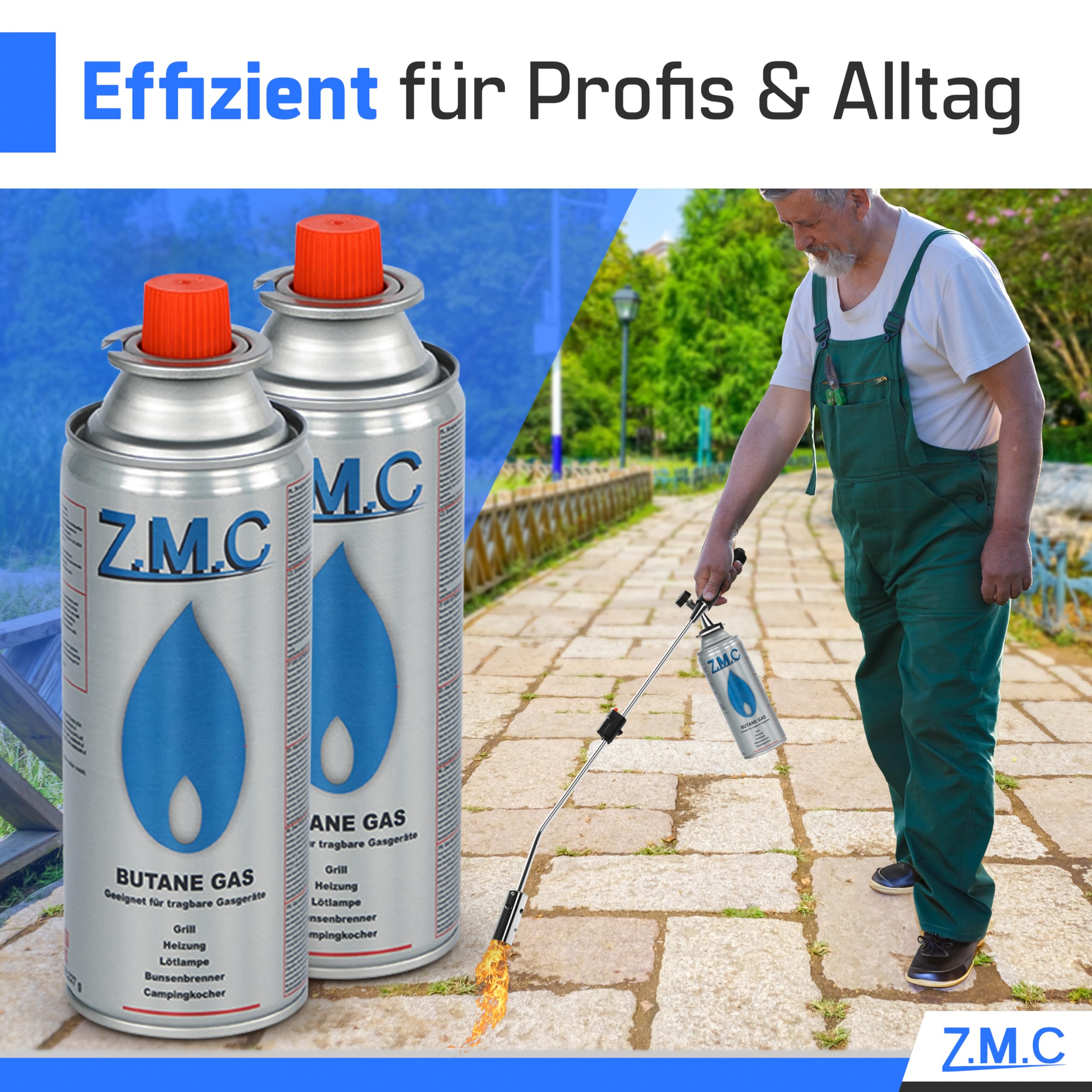 Z.M.C 28x Gaskartuschen 227g Butan Typ MSF-1a | Ventilkartusche mit Bajonettanschluss EN417 | für Campingkocher, Gasheizung, Gasbrenner, Unkrautbrenner & Lötbrenner | Vorratspack