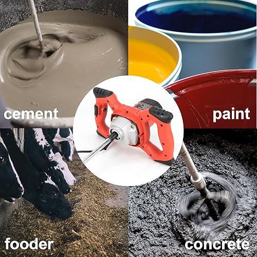 Miniatura 7 de Mezclador de cemento eléctrico portátil de 2100 W con barra de ajuste de 6 velocidades utilizado para mezclar lechada de cemento, mortero,