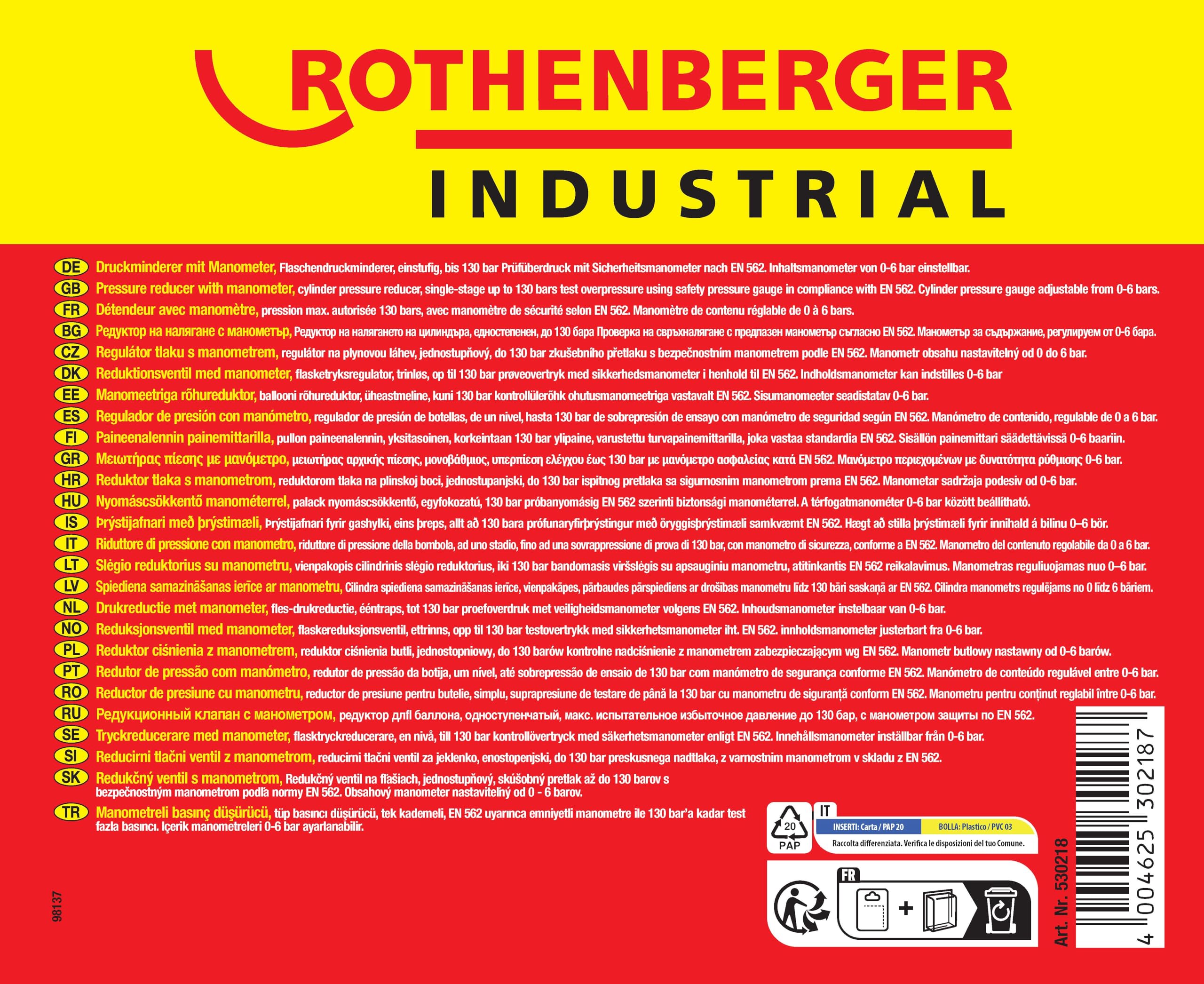 Rothenberger Industrial 530218 Druckminderer "Micro"