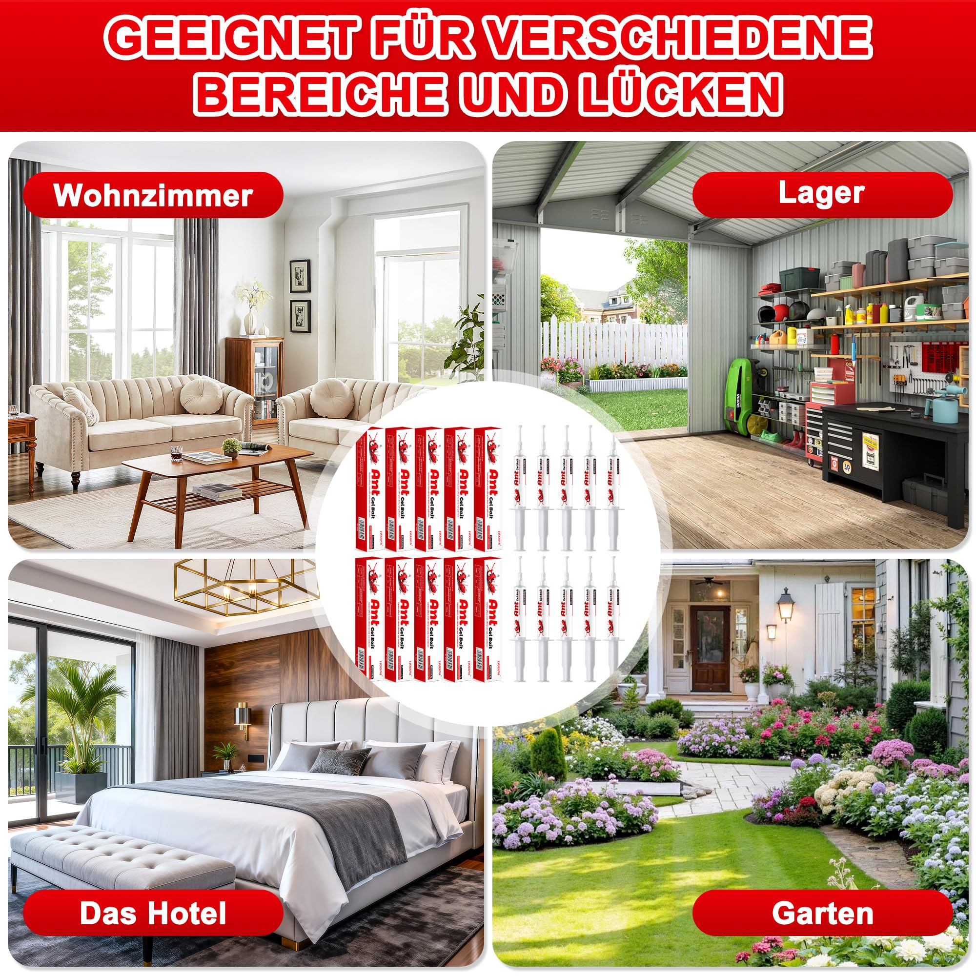 10 Stück Ameisengel Köder - 10 * 10G Ameisen Killer in Innenräumen, Sicher für Kinder & Haustiere