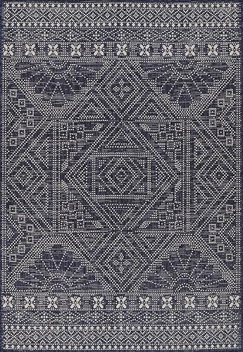 Momeni Riviera - Alfombra de transición para interiores y exteriores, azul marino, 6 pies 6 pulgadas x 9 pies