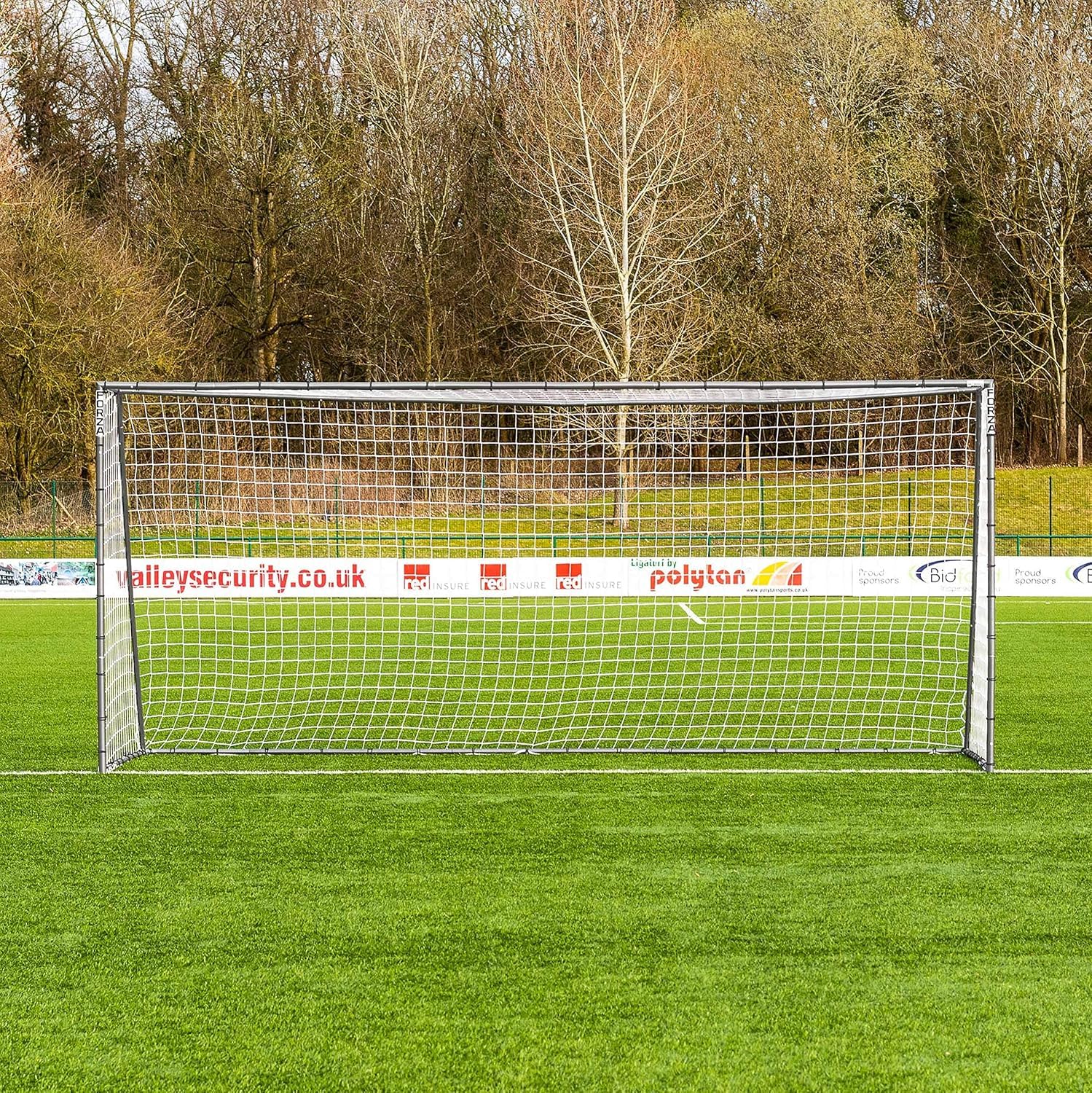 FORZA Steel42 Porterías de fútbol | Portería de Acero Resistente | Tamaño reglamentario, portátil con estacas para el Suelo y Kit de Rebote Opcional