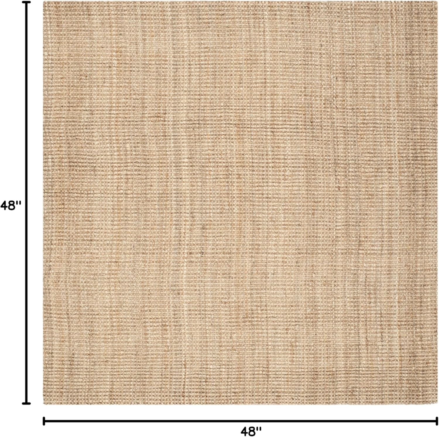 SAFAVIEH Natural Fiber Collection Area Rug - 4' Square, Natural, Handmade Farmhouse Jute, Ideal for High Traffic Areas in Living Room, Bedroom (NF730C)