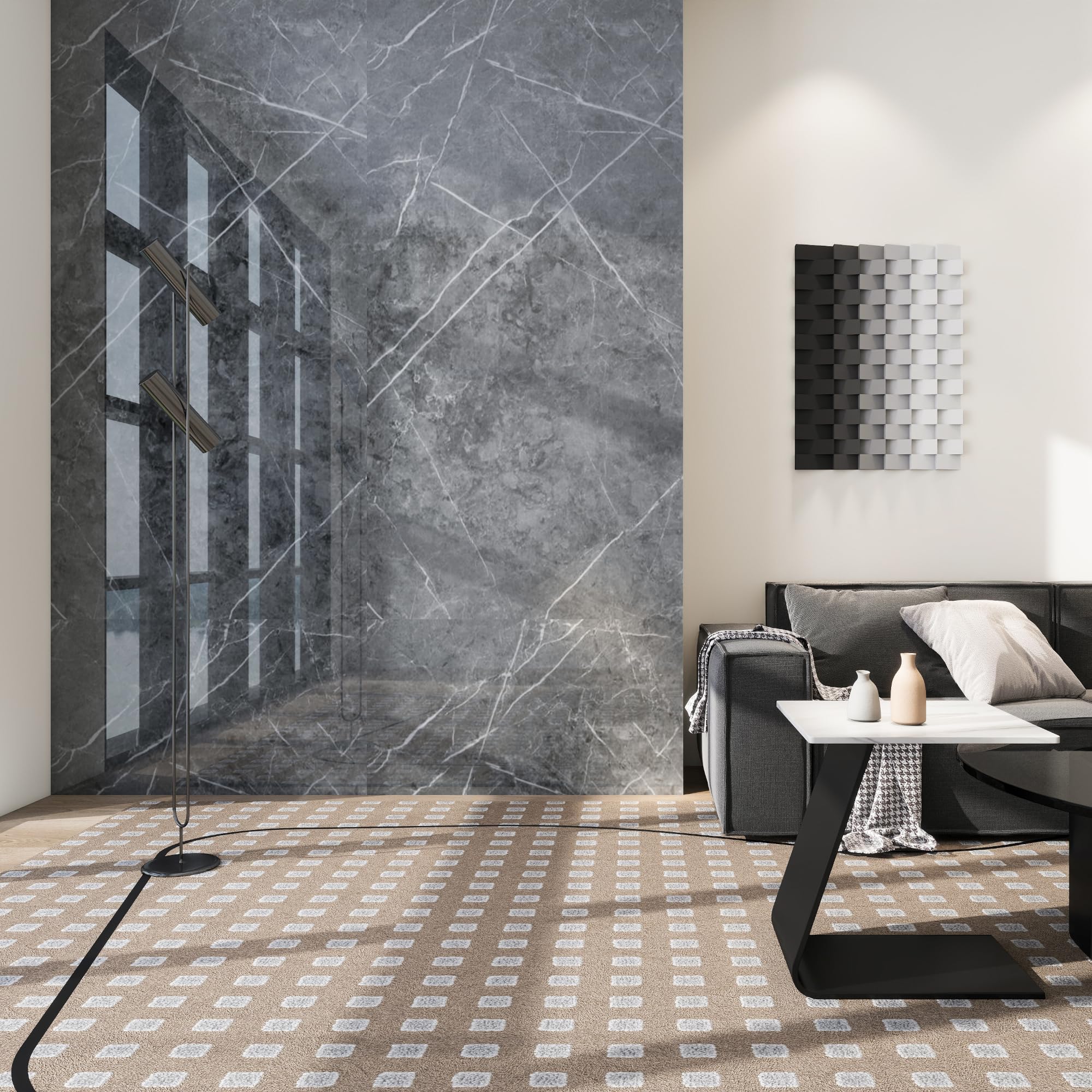 [neu.haus] Set di 16 Pannelli Decorativi in PVC per Parete Rivestimento Murale per Interni Bagno Cucina Soggiorno Pannelli 60x120 cm Resistenti all'Umidità e Raggi UV Effetto Pietra - Grey Diamond