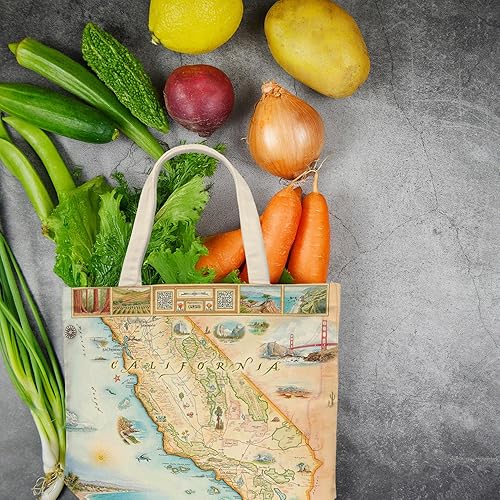 Vista 39 de Bolsa de lona con asas, bolsa de compras de comestibles de tela, bolsa reutilizable y ecológica, 100% algodón, lavable