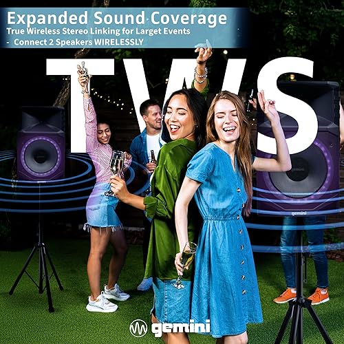 Miniatura 9 de Gemini Sound GXP-T1500 Sistema de altavoces PA Bluetooth portátil para todo tipo de clima con iluminación LED RGB para fiestas, woofer de 15