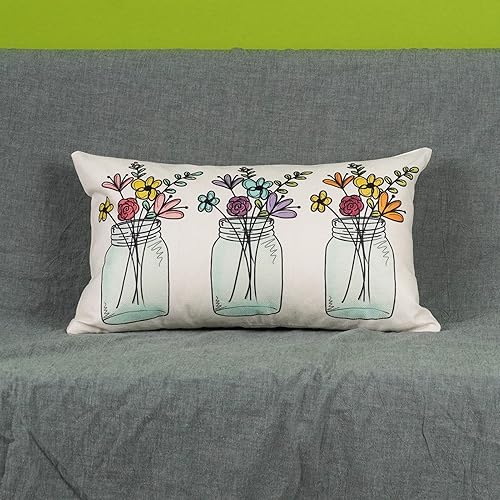 Miniatura 2 de ONWAY Funda de almohada lumbar de 12 x 20 pulgadas, diseño de florero floral de primavera y verano, para patio, sofá, cama