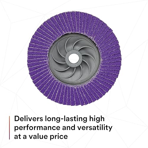 Miniatura 142 de 3M Disco de solapa 769F, tipo 27, 80+, 4-1/2 in x 7/8 in, abrasivo de alto rendimiento, disco de pulido y acabado de grano de precisión de cerámica