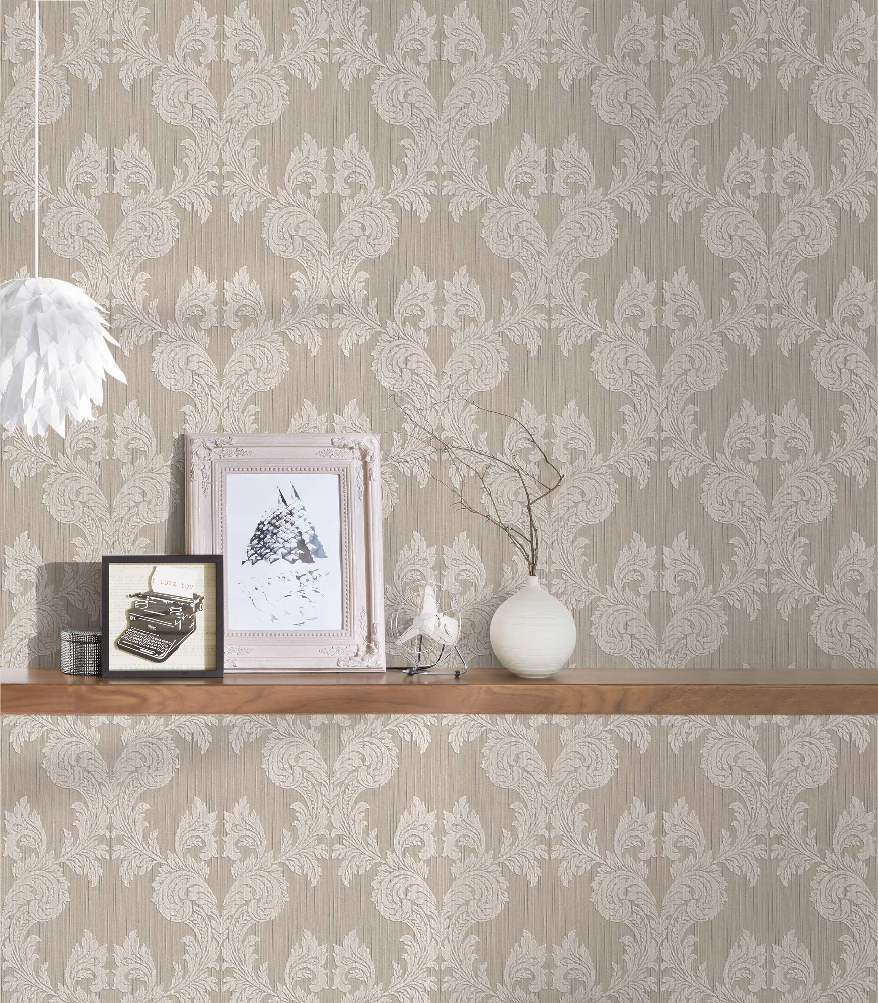A.S. Création Architects Paper Textiltapete Tessuto Tapete mit Ornamenten barock 10,05 m x 0,53 m beige Made in Germany 956301 95630-1