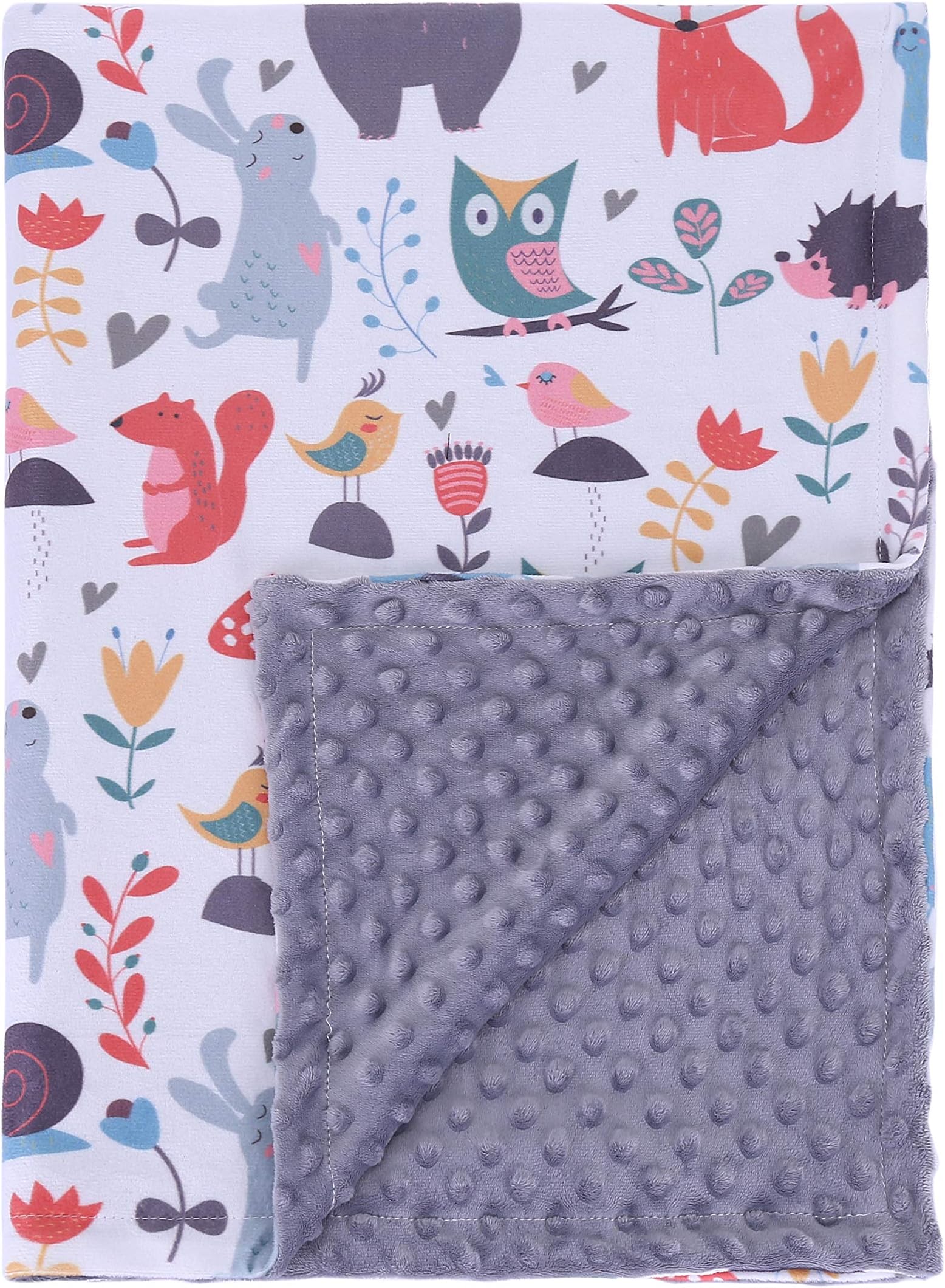 TEENCOO Minky Baby Blanket Woodland Super Soft Plush Dot Stroller Crib Receiving Blanket Toddler Boys Nap Swaddling…
