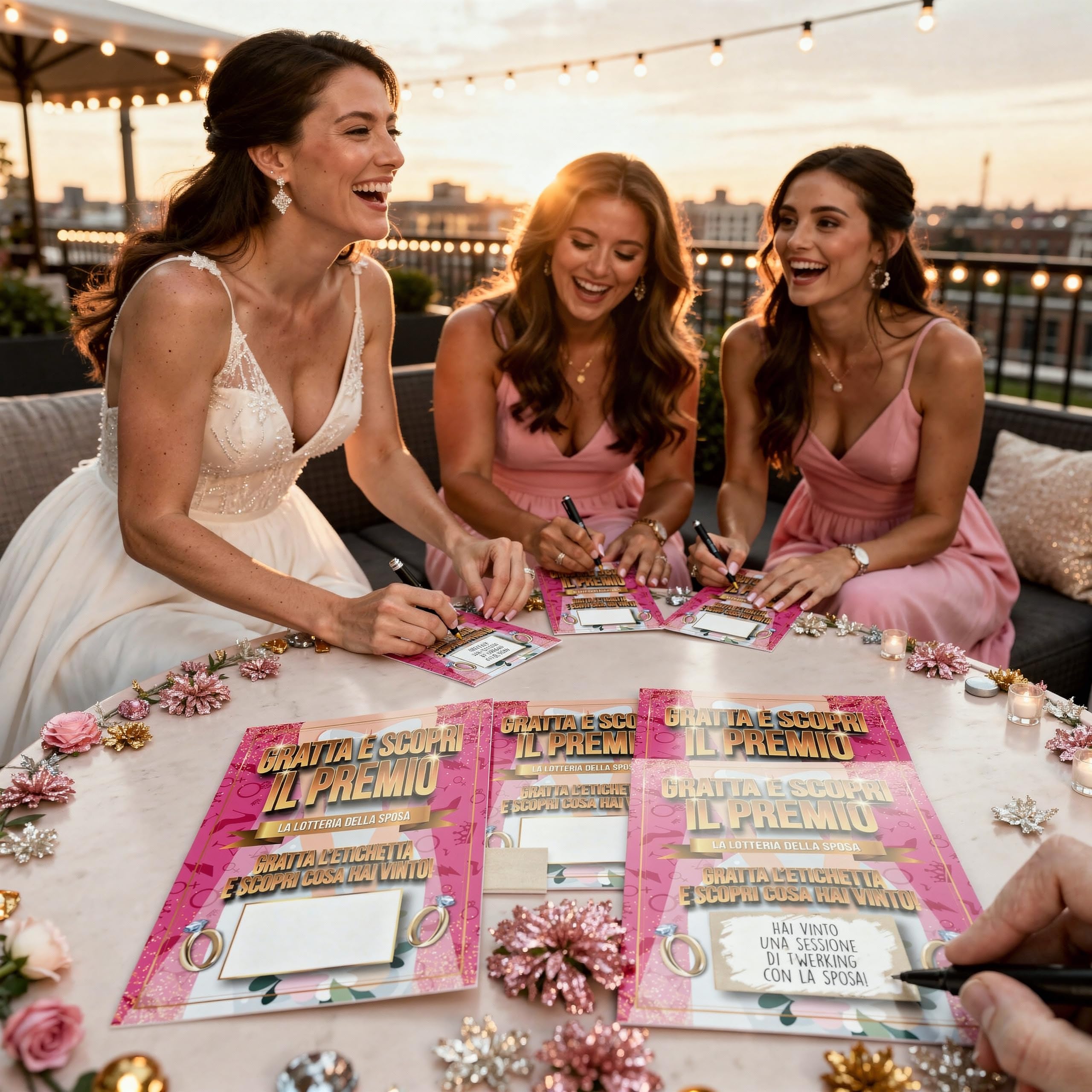 KAÏDENSÏ Gadget Addio al Nubilato - 8 Gratta e Vinci Team Bride - Giochi Addio al Nubilato Divertenti - Kit Accessori Scherzi per Futura Sposa e Amiche