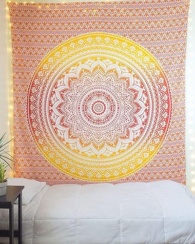 Vista 209 de Popular Handicrafts Tapestry Wall Hanging Hippie Ombre Mandala Bohemian HippyMetallic Shine Intricate Indian Tapestries Bedspread 84 x 90 Inches