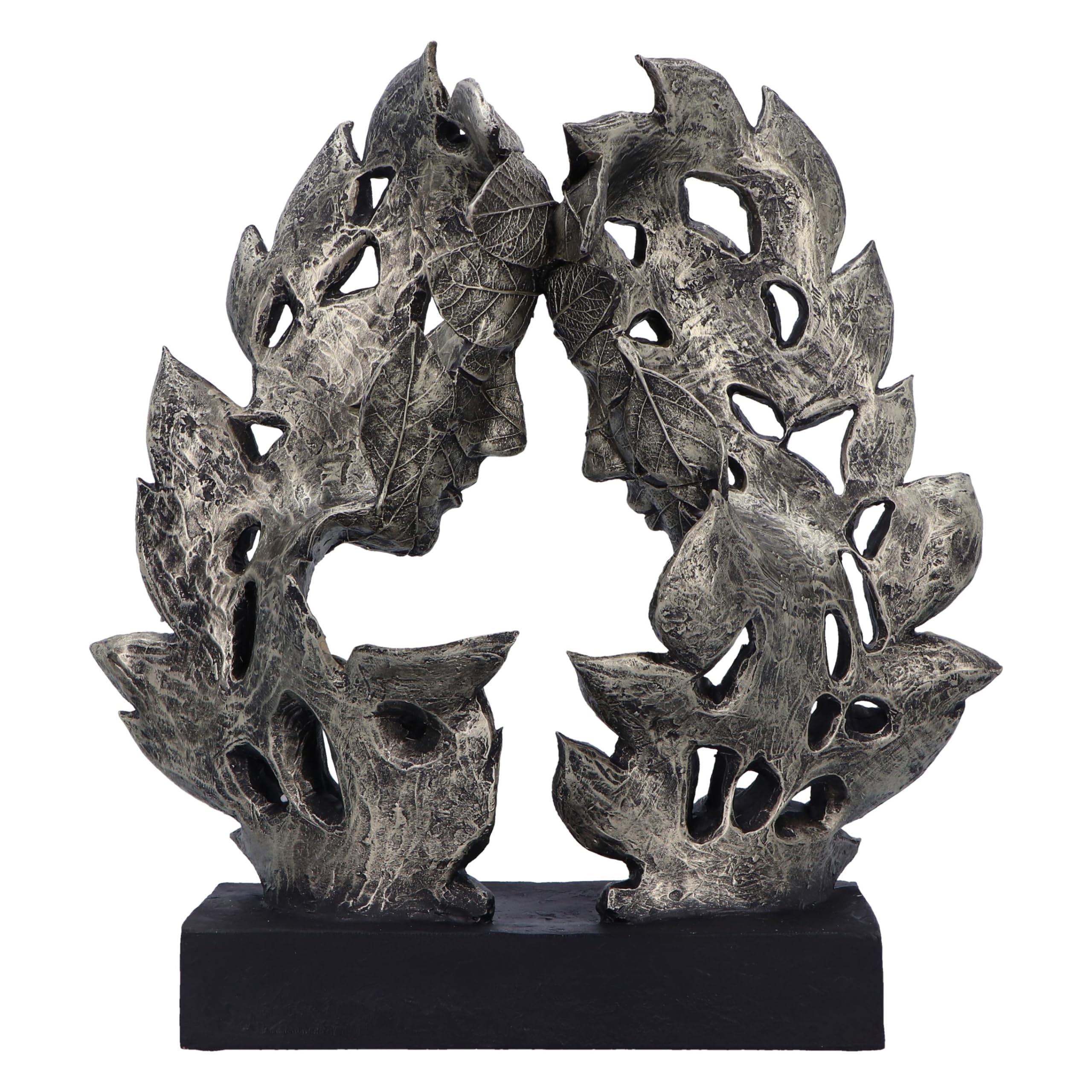 Nemesis Now Natural Emotion – Amor 31 cm, Resina, Plata, Cabezas Tocando Hojas, Escultura, Boda o día de San Valentín, Ideal para los Amantes de la Naturaleza y el Arte, Fundido en la Mejor Resina, | Resina, escultura de hojas tocando cabezas, regalo de b